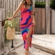 thumbnail image 1 of ICHUANYI Clearance Women's Summer Sleeveless High Waist Printed Ribbed Drawstring Ruched Sexy High Slit Dresses(Hot Pink, XL) ICHUANYI WER2023080803572, 1 of 4