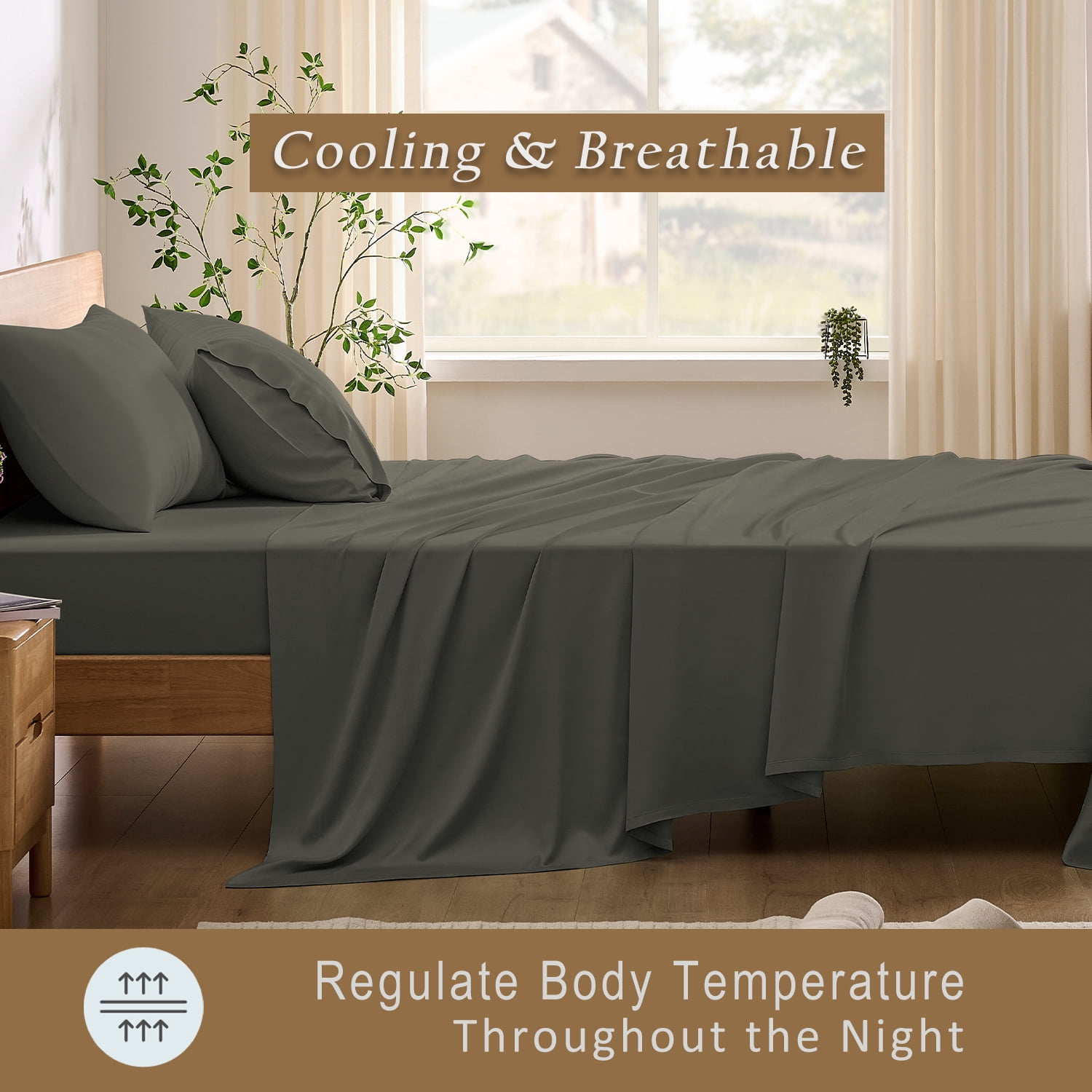 TOSMO Luxury Sheet Set 4 Piece Cal King Size - 100% Viscose Derived from Bamboo - 18” Extra Deep Pockets, Oeko-Tex Certified, Silky Soft, Cooling and Breathable