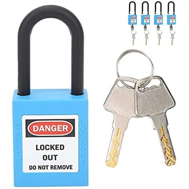 Wekity 6mm Lockout Tagout Locks Safety Padlock Loto Locks Keyed Differently PA Lock Out Tag Out Steel Shackle Small Luggage Padlocks Blue 1PCS-0621