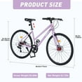 thumbnail image 4 of Zukka 700C Hybrid Bicycle 7 Speed Road Bike for Women Lady Aluminum Alloy Rim Commuter Lavender, 4 of 6