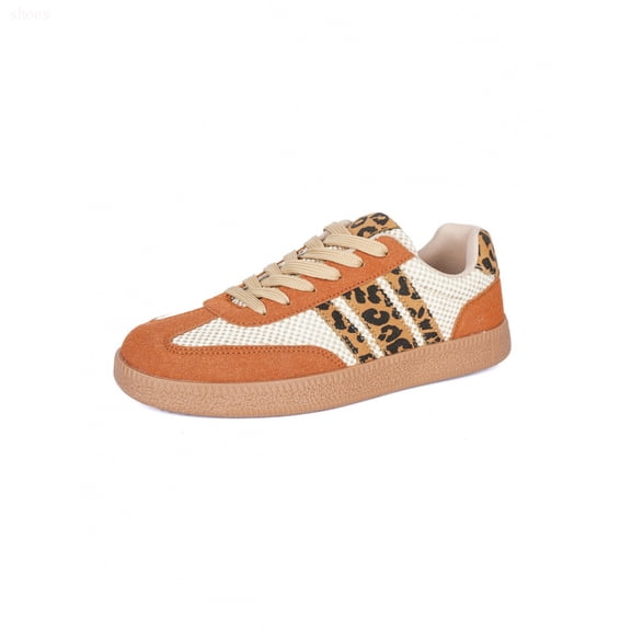Women' Retro German Training Sneakers - Low-Top Lace-Up Round Toe Flat Sole Sneakers with Cushioning & Sole, Color Block Suitable for Casual, Gym, Casual Attire - Spring Sports Footwear, Women Shoes