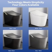 Smart Toilet,Tankless Toilets Dynamic Clean with Dryer, ADA Comfort Height One Piece Toilet with Warm Water Bidet,Modern Smart Toilet with Bidet Built In with Foot Sensor,Power Outage and Flush Black