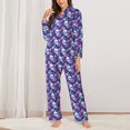 thumbnail image 2 of Balery Skull Flower Conjunto de Pijama con Estampado para Mujer, Conjunto de Dos Piezas con Manga Larga, Ropa de Dormir Suave con Bolsillos, Pijamas Cómodos-Small, 2 of 7