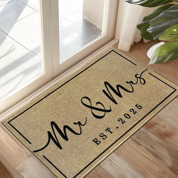 Mr and Mrs Mats for Front Door Entry Front Porch Doormat Non-Slip Carpet Rugs Floor Mat Decorative for Home Bathroom Kitchen Indoor 16x24 Inch