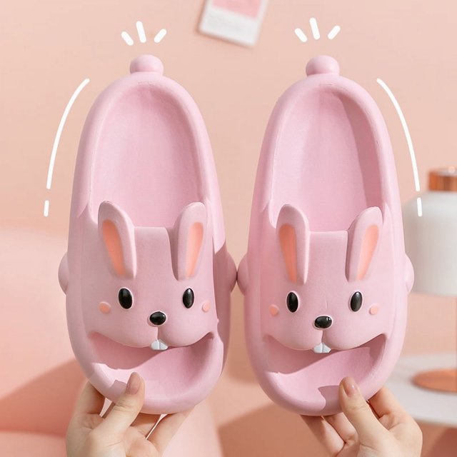 Zapatillas de verano para mujer, para interior del hogar, antideslizantes, con suela suave, bonitos zapatos de conejo para padres e hijos, sandalias y pantuflas sin cordones