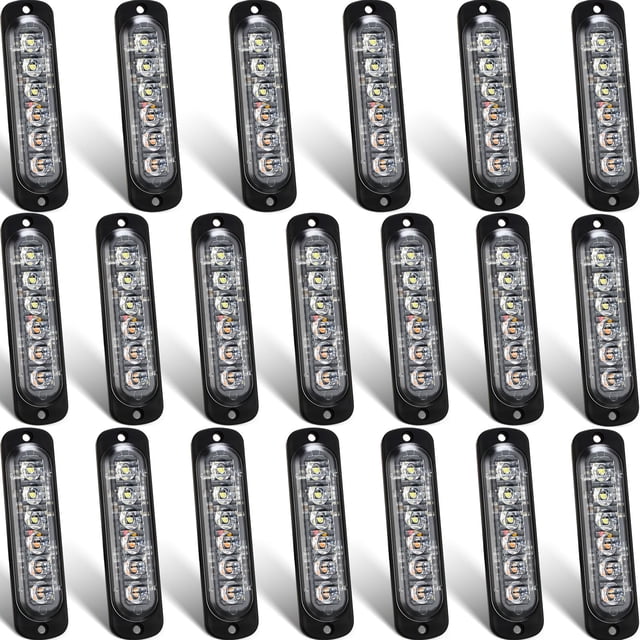 Paquete de 20 luces LED estroboscópicas de emergencia, color ámbar blanco