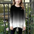 thumbnail image 2 of DxhmoneyHX Girls Tunic Tops Casual Basic Loose T-Shirt Soft Lace Trim Swing Pullover High Low Hem Long Sleeve Crewneck Blouse Tees, 2 of 7