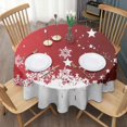 thumbnail image 3 of Red Christmas Snowflake Pattern Round Tablecloth 60"x60",Wrinkle Wipeable Table Cloth for Kitchen Dining Room Picnic Patio Party, 3 of 6
