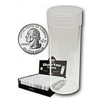 (10) BCW Brand Round Clear Plastic (Quarter) Size Coin Storage Tube Holders with Screw on Lid