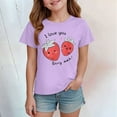 thumbnail image 2 of Povozer Toddler Girl Clothes A Piece of Letter Graphic Print Short Sleeve Little Girl Summer T Shirt for 11-12 Years,Light Purple, 2 of 4