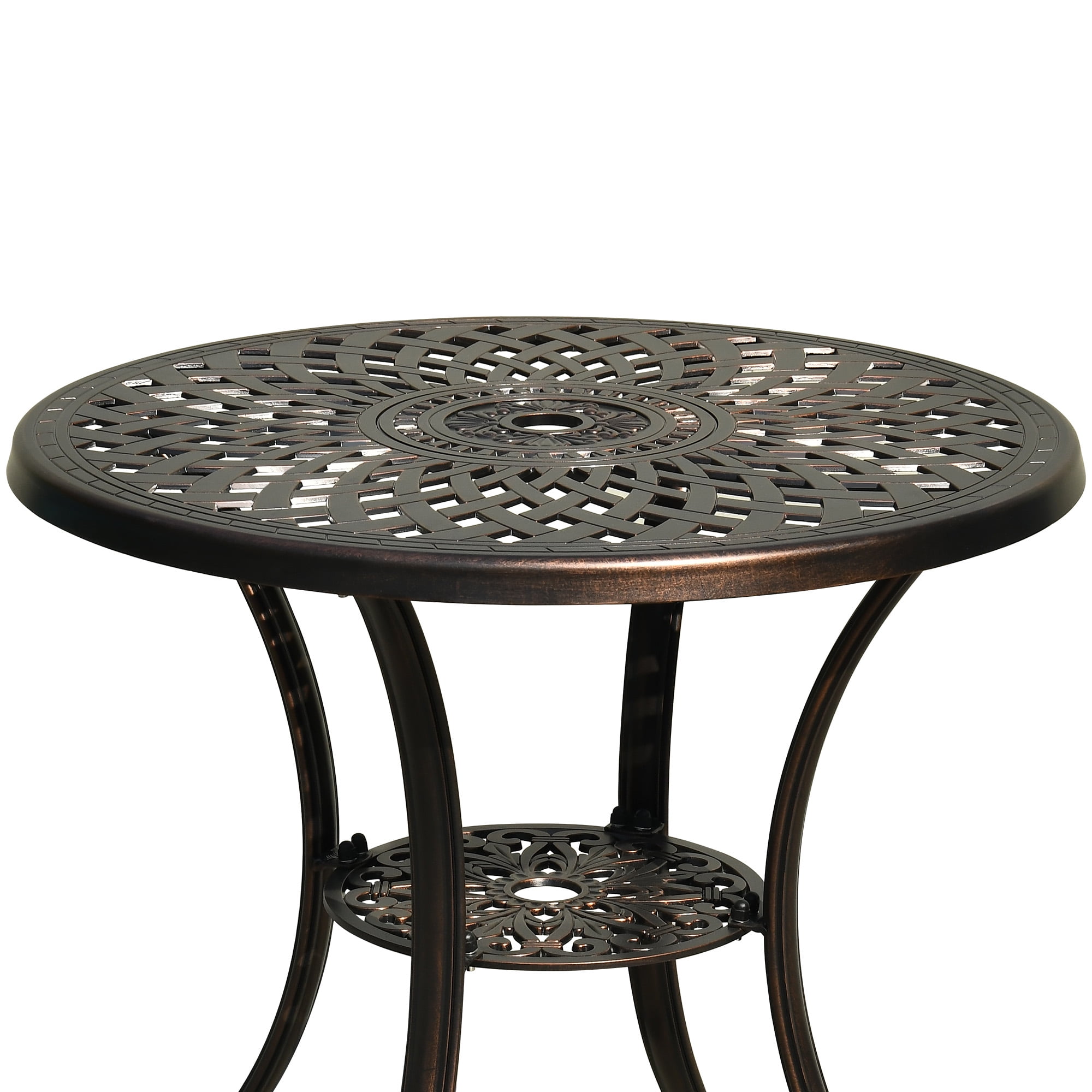 Uforic 5 Piece Outdoor Patio Furniture Patio Dining Sets, Cast Aluminum Patio Bistro Set of 4 Chairs, 30.7 Inches Round Table with Umbrella Hole