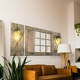 thumbnail image 3 of Farmhouse Window Pane Mirror with Shutters, Decorative Distressed Wood Mirrors for Living Room(Window Mirrorx1,Shuttersx2), Natural, 3 of 6