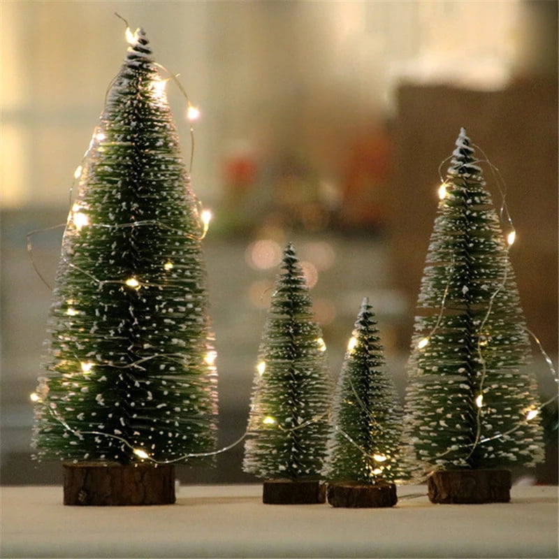 24Pcs Mini Christmas Tree Decor Cedar Ornaments Desktop Trees Party Miniature ^ 