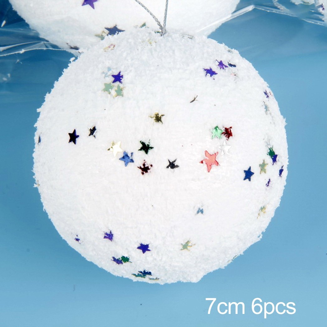 JINGT White Glitter Christmas Tree Decorations Baubles Soft Foam Xmas