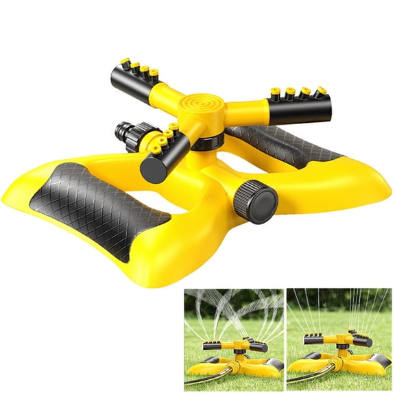 Bxaolu Sprinkler for Yard, Rotating Garden Sprinkler for Large Area Coverage, 360 Degree Rotating Lawn Sprinkler with Base, Lawn and Yard Sprinklers (Yellow)