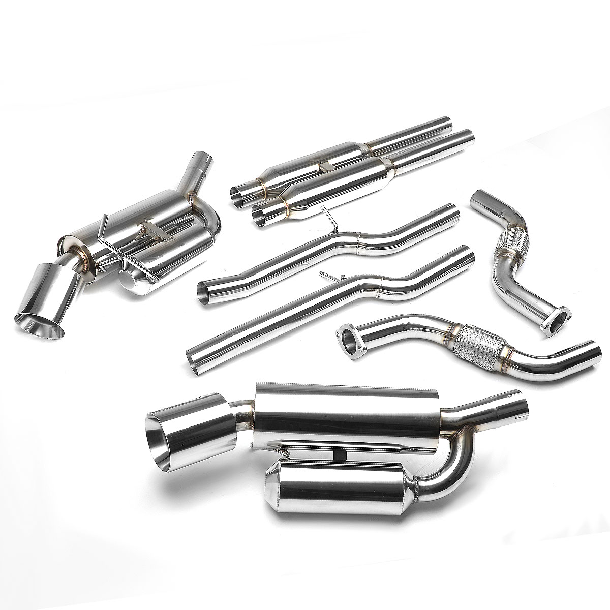 DNA Motoring For 09-20 Nissan 370Z Z34 Dual Muffler 4.5" Rolled Tip Catback Exhaust System Slip Fit
