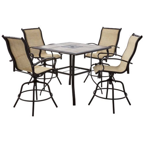 Mainstays Wesley Creek Outdoor Patio Dining Set 5 Piece Metal Bar Height Walmart Com Walmart Com
