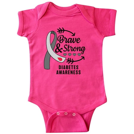 

Inktastic Diabetes Awareness Brave and Strong Gift Baby Boy or Baby Girl Bodysuit