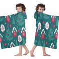 thumbnail image 4 of Dark Teal Christmas Village Pattern Hooded Bath Towel，60"x35" for Ages 3 To 12 Kids, Quick Dry Lightweight Soft Microfiber Hood Beach Towel Cover Up for Kids, 4 of 7