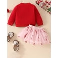 thumbnail image 5 of Kids Toddler Girls Christmas Outfit, 6 12 18 24 Months 2T 3T 4T Long Sleeve Crew Neck Letters Print Sweatshirt Candy Cane Skirt 2-piece Clothes Set, 5 of 9