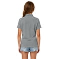 thumbnail image 6 of Girls Polo Shirt with Collared Slim Fit Short Sleeve Golf Shirt Summer School Uniform for Girls,Gray 150, 6 of 7
