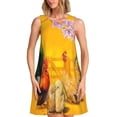 thumbnail image 1 of Balery The Chicken Family Vestidos de verano para mujer con estampado: vestido holgado sin mangas, vestido playero informal y cómodo para días calurosos., 1 of 7