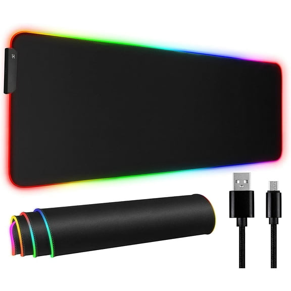 31.5" X 12" Large Mouse Pad, RGB LED Gaming Mouse Pad with Smooth PU Leather & Stitched Edges, Waterproof Large Mouse Mat with Non-Slip Rubber Base for Gamer Visit the TONOS Store