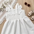 thumbnail image 6 of CUZIBR Toddler Baby Girls Sleeveless Bow Strap Dress Solid Color Square Collar Sleeveless Ruffled Tiered Party A-Line Dresses Summer Breathable Fashionable Swing Boho Beach Sundress,White,4-5 Years, 6 of 6