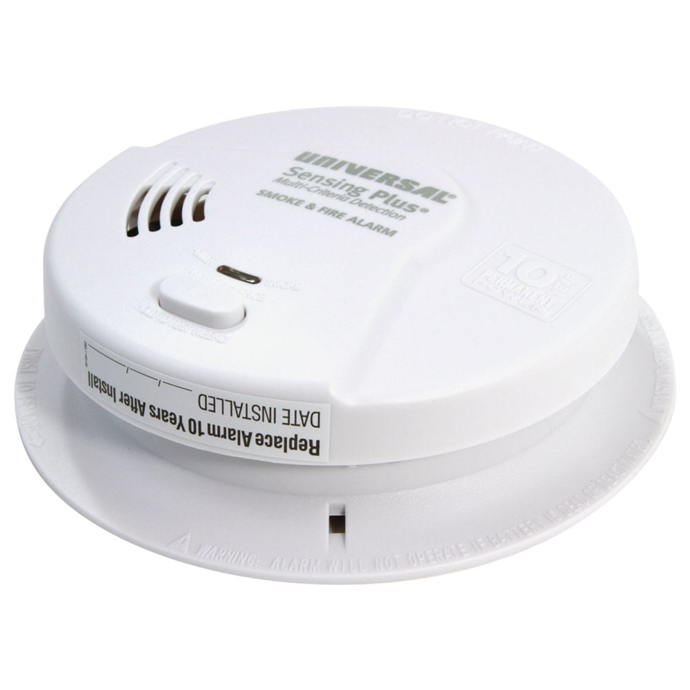 (4 pack) Universal Security Instruments, Sensing Plus, Kitchen Smoke & Fire Alarm, with 10-Year Alarm.