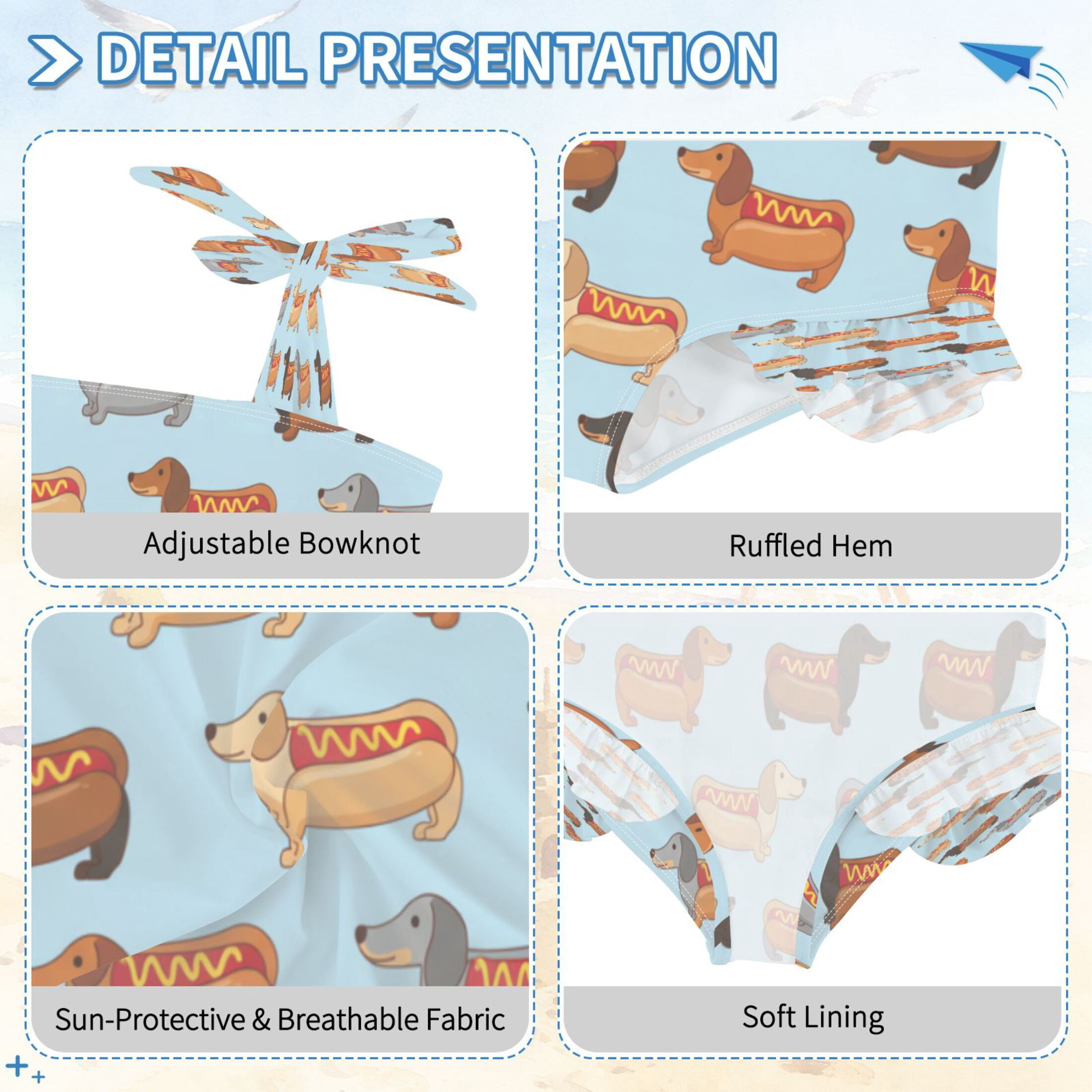 DIXRUYEE Swimsuit One Piece swimwear Dachshund Sausage Dog of Pattern