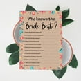 thumbnail image 6 of Inkdotpot How Well Do You Know The Bride Bridal Shower Bachelorette PartyGameActivityCards 50-PackRustic Kraft FloralWho Know The Bride Best, 6 of 7