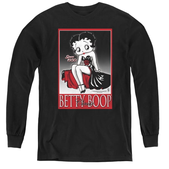 Betty Boop Classic Youth Long Sleeve T-Shirt Tee Black
