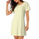 thumbnail image 2 of Disketp Lemon Yellow Checkboard para Camisón Corto de Manga Corta para Mujeres, Camisón Cómodo con Escote Redondo, Bonito y Confortable, 2 of 6