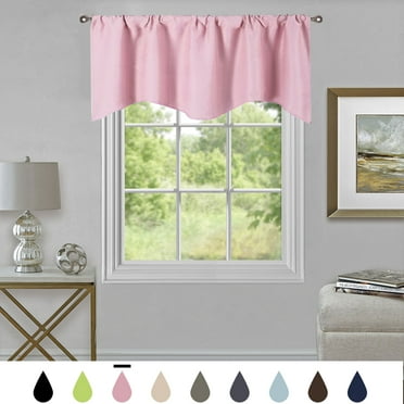 Howarmer Solid Color Polyester Valance Curtains with Rod Pocket ( Navy ...