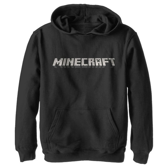 Boy's Minecraft Classic Logo Black Pull Over Hoodie Black X Large