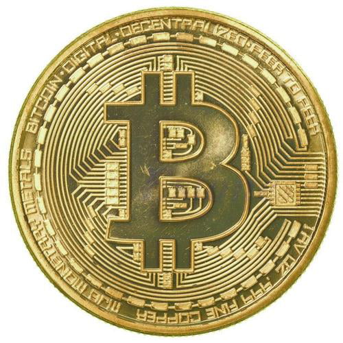 BITCOIN Gold Plated Physical Bitcoin Collectible in protective acrylic case Gift 