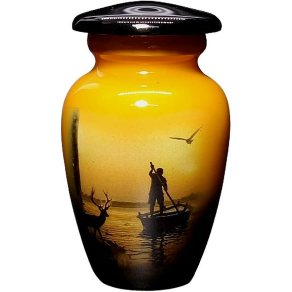 UR Keepsake Urn -Deer Wait Boatman Keepsake Cremation Urn for Human Ashes with Velvet Box & Velvet Bag-Mini Keepsake Urn - Affordable Keepsake Urn (3 cu.in)