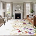thumbnail image 2 of Spring Floral Large Area Rugs 5x8 ft Watercolor Leaves Wildflower Pastoral Washable Rug Non Slip Indoor Carpet Absorbent Floor Mat for Living Room Bedroom Dining Room, 2 of 9