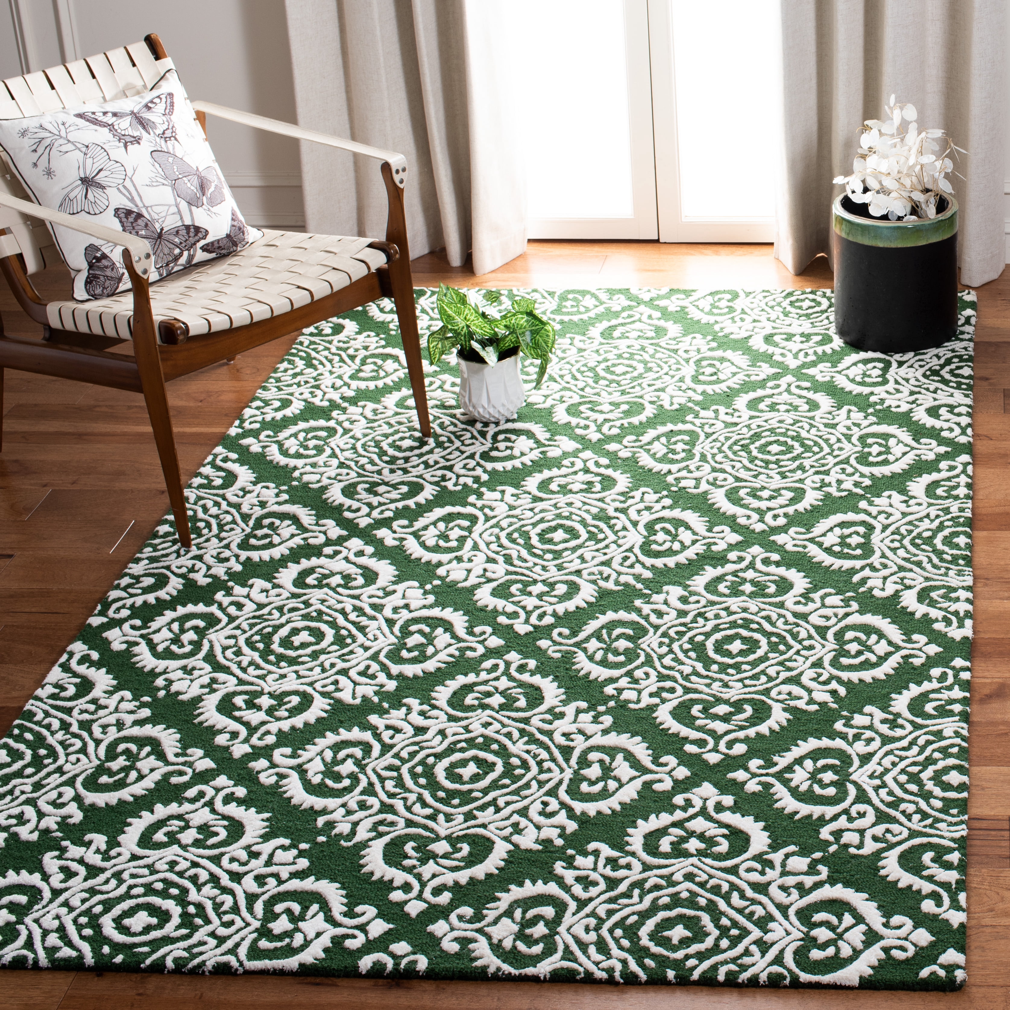 SAFAVIEH Chatham Alexis Geometric Area Rug, Green/Ivory, 6' x 9'