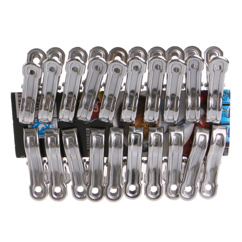 20pcs Stainless Steel Towel Clothes Pegs Clip Hang Pins Laundry Clamps Windproof 