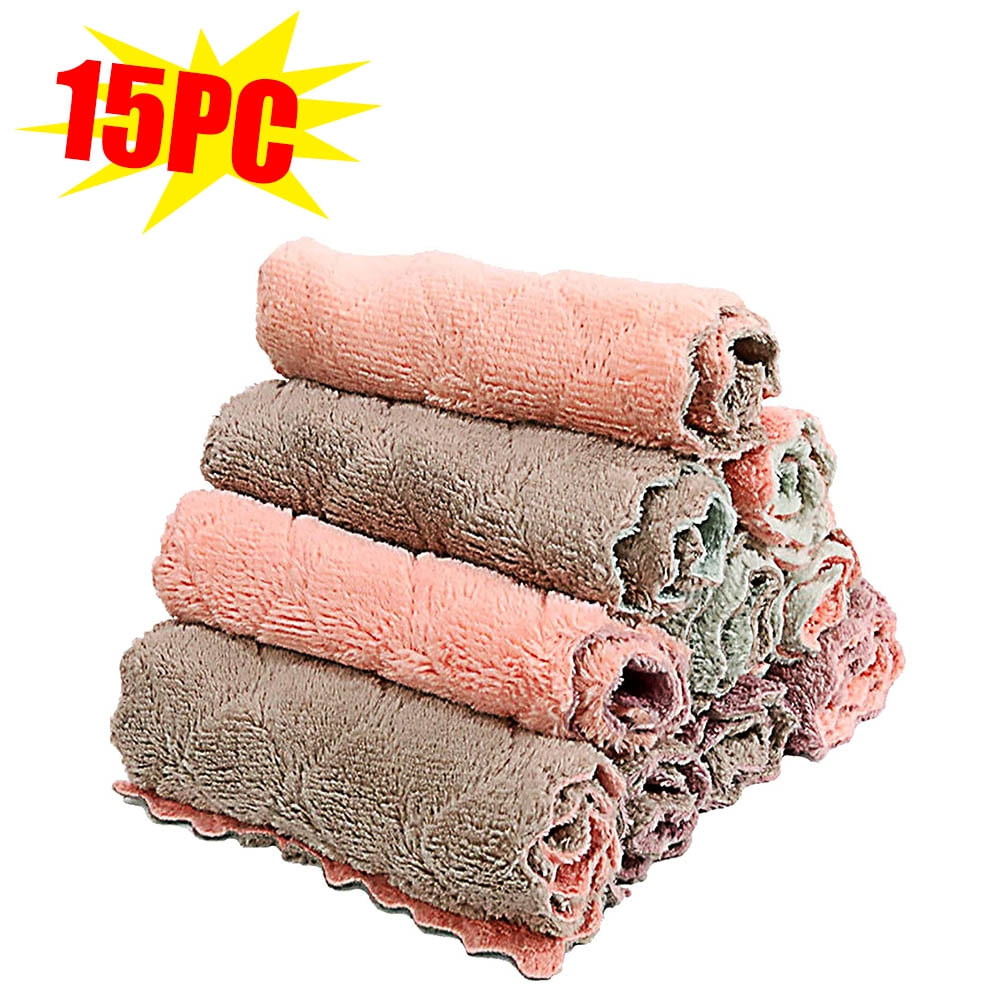 Kitchen Soft Dish Absorbent Terry Cotton Tea Towel Micro-fiber Cleaning Cloth 