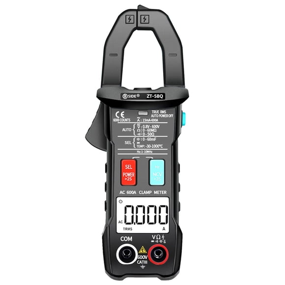 Amdohai BSIDE ZT-5BQ 6000 Compte Haute NCV Test Digital Compteur de Clamp Intelligent avec Fonction BT RMS Vrai Type de Clamp Multimeter Mesure de Tension Cc / Cc Courant Alternatif Résistance Capacité Fréquence Inrush C