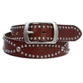 thumbnail image 2 of Western Snap on Hammered Rivet Silver Circle Metal Studded Cowhide Leather Belt, 2 of 5