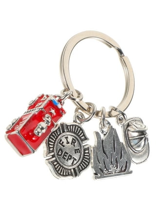 Firefighter Keychain with D-ring and Reflective Trim – Fully