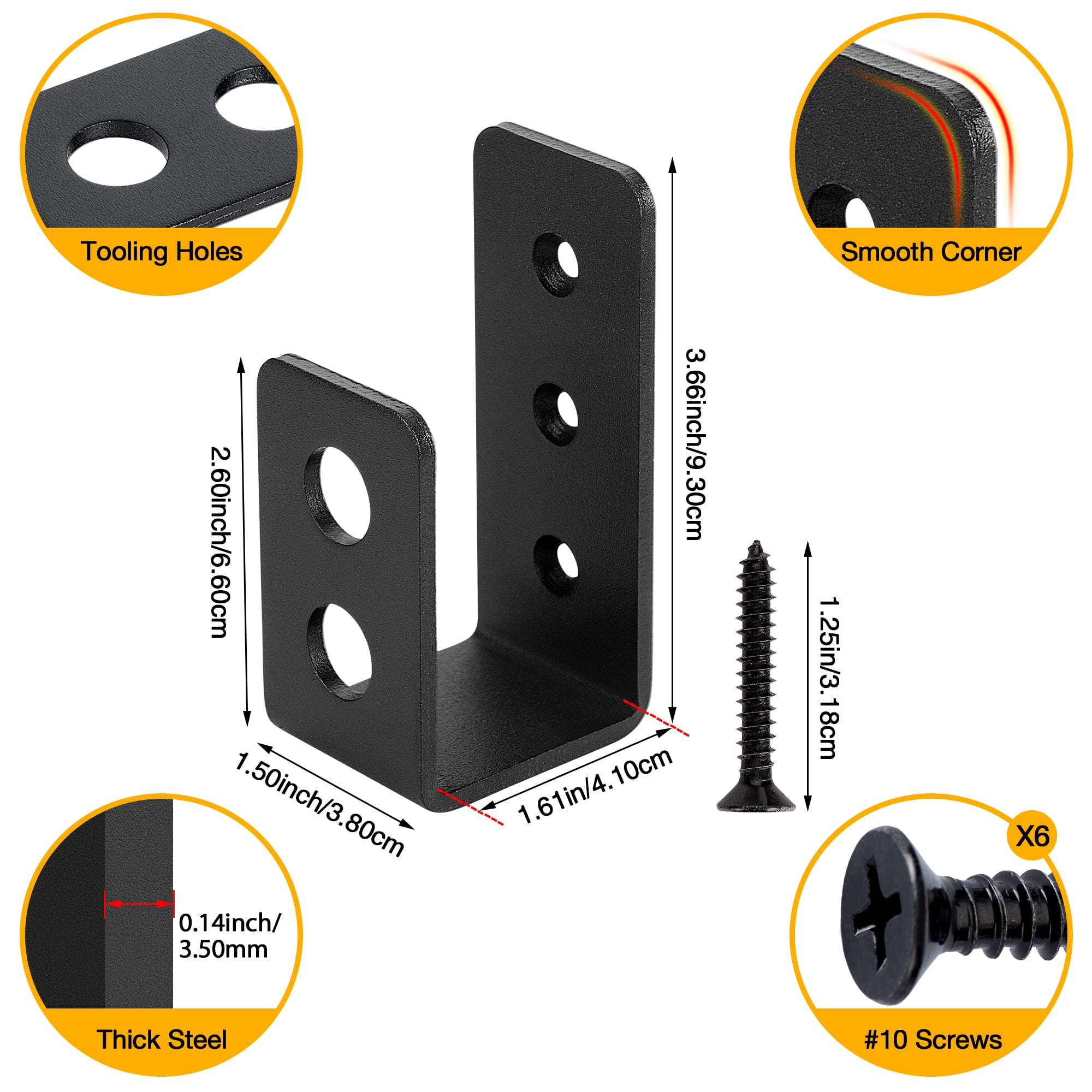 Sihnman 2x4 Door Barricade Brackets (2pcs)-Drop Open Bar Holder Steel U for 2 by 4 Lumber as Security Door Reinforcement, Door Jammer, Tool Hanger Your Home, Barn, Shed, Garage, Gate