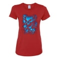 thumbnail image 2 of 3D Blue Skulls Trendy | Womens Fashion Graphic T-Shirt, Red, X-Large, 2 of 4