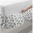 thumbnail image 2 of Black and White Bed Skirt, Doodle Style Sketch Childrens Cartoon Birds with Funny Curious Expressions, Elastic Bedskirt Dust Ruffle Wrap Around for Bedding Decor, 4 Sizes, Black White, by Ambesonne, 2 of 2