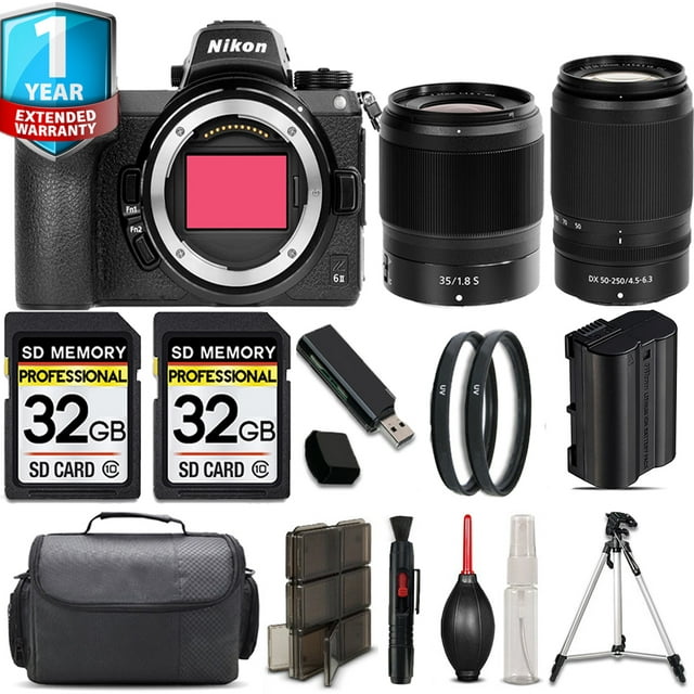Nikon Z6 II Mirrorless Camera with 35mm f/1.8 S Lens + 64GB Card + Flash + Handag