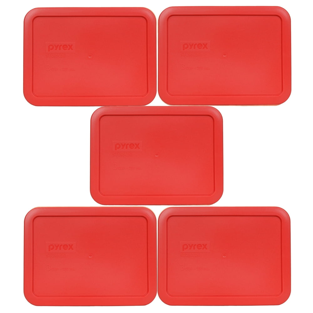 Pyrex 7210PC 3 Cup Rectangle Red Replacement Lid (5Pack) Walmart