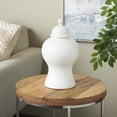 thumbnail image 2 of DecMode 8" x 15" White Ceramic Rounded Hourglass Decorative Jars with Lid and Ball Knob, 1-Piece, 2 of 9